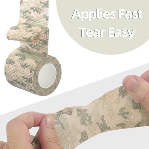 IndigoCase 6 Pack Self Adhesive Bandage Wrap 2 Inch x 5 yd Elastic Tape | CAMO-Grass Color Elastic Bandage Wrap, Vet Wrap, Small Bandage for Kids, Fingertip, Wrist, Dog, Pets - color: Camo-grass, size: 2 Inch - 6 Pack