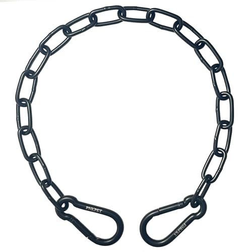 304 Stainless Steel Gate Chain 550lbs Capacity - 32" x 5/32" with M7 Carabiners, Chain Link Gate Latch for Outdoor Fence Livestock,Safety Hanging Metal Chain with 2 Carabiners, Black - color: 32in - Black - 1 Pack, size: 4mm