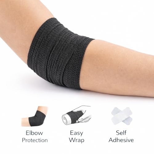 HARZ Self Adhesive Bandage Wrap – 24 Pack 2" 5yds Elastic Wrap Bandages – Stretch Non-Woven Color Tape Rolls – Athletic Cohesive Tape for Sports, Vet, Ankle, Wrist Wrapping (24 Pack Black, 2 Inch) - color: 24 Pack Black