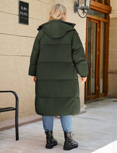 HEEKPEK Womens Plus Size Winter Coats Long Puffer Jackets Hooded Quilted Water Repellent Warm Trendy Parka Outerwear 2025 - color: Army Green, size: XX-Large Plus
