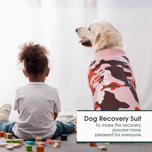 Kuoser Recovery Suit for Dogs Cats, Soft Dog Surgery Suit Female Male Spay | Professional Dog Onesie for Surgery, Substitute E-Collar & Cone, Prevent Licking Dog surgical suit Pet Neuter Suit - color: PinkCamo, size: X-small (Back:8.3-11.4'', Weight:4-7 L