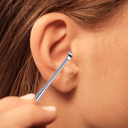 Steel Ear Pick Earwax Remover Spoon Ear Scraper Scratcher Ear Cleaner with Storage Box, 304 Stainless | Ear Cleaner Scraper Ear Spoon, Reusable, Smooth Tip, Fits Storage Case, Silver