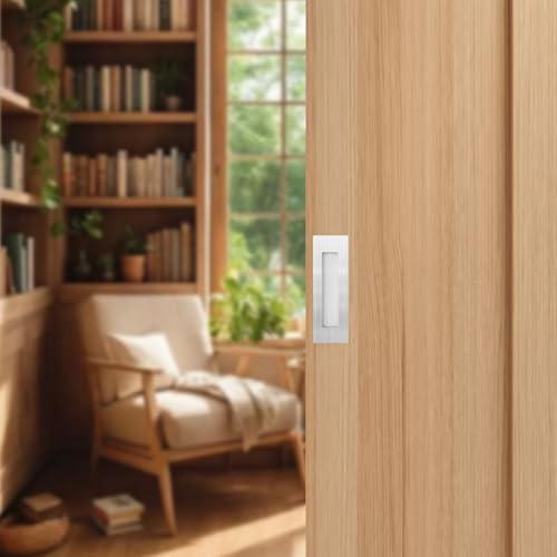 bealy Pocket Door Hardware Set, 2 Recessed Flush Finger Pulls,6Inch Handles Hardware Latch,Recessed Finger Flush Pulls for Bypass,Closet,Sliding,Barn Door, 304 Stainless Steel,Brushed Nickel - color: Brushed Nickel, size: 1 Set（2 Recessed Pull Handle）