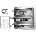 Simple Deluxe 18 Inch Wall Mounted Shutter Exhaust Fan with Temperature Controller and Power Cord Kit, Aluminum, 1400 RPM, 2000 CFM, for Greenhouse, Attic, Garage, Louvered Vent, Plant, Silver - size: 18 Inch