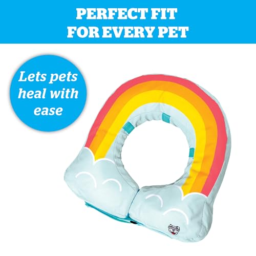 Rainbow Inflatable Dog Recovery Collar, Comfortable Cone Replacement for Pet Surgery, Protective Collars to Prevent Licking & Biting, Size Large - size: Large