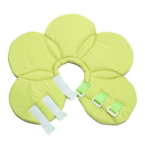 Dog Cone E-Collar Flower Soft Elizabethan Waterproof Grooming Recovery Protective Adjustable Collar for Puppy Small Medium Dogs (L Neck: 13-15in, Green) - color: Green, size: L Neck:13-15in