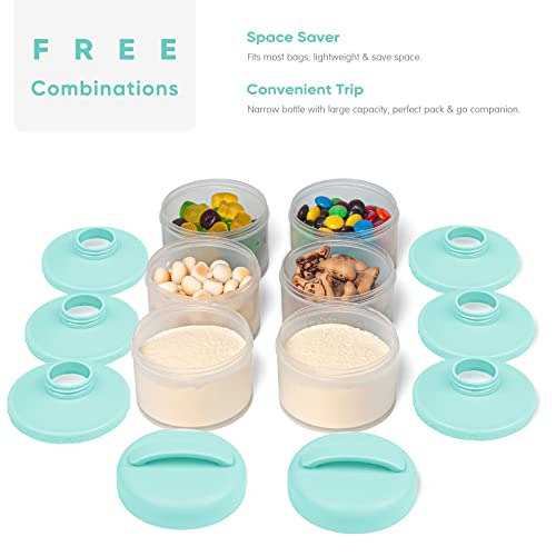 Termichy Stackable Formula Dispenser Portable Milk Powder Container, 2 Pack, Mint | Separated Compartments Premeasure Storage - Mess-Free Funnel Spout for No-Spill Pouring - for Home or Travel Use - color: Mint
