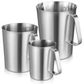 3 Pieces Stainless Steel Measuring Cups Metal Pitcher with Oz and ML marking Measuring Cup with Handle and Pour Lip, 16 Ounce (2 Cups), 32 Ounces (4 Cup), 64 Ounces (8 Cup)