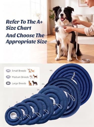 Soft Dog Cones, Recovery Dog Donut Collar After Surgery- Cone of Shame Alternative, Pet Elizabethan E-Collar Anti-Bite Lick Wound Healing Adjustable for Small Large Medium Dogs, M - color: dark blue, size: M-8lbs