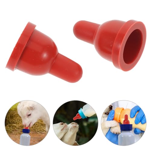 UPKOCH 6 Pcs Goat Nipples for Feeding Baby Goats, Red Rubber Lamb Nipple Milk Bottle Pacifier, Orphaned Sheep Small Animal Feed Supplies