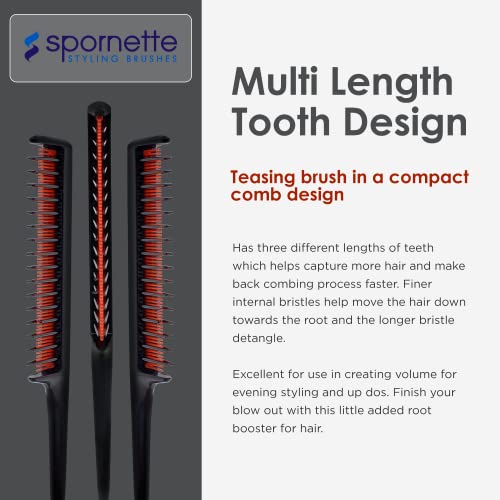 Spornette Little Wonder Rat Tail Comb - Hair Comb for Teasing, Backcombing & Sectioning - Adds Hair Volume to Fine & Thinning Hair - Heat-Resistant, Durable & Portable - size: Small (Pack of 1)