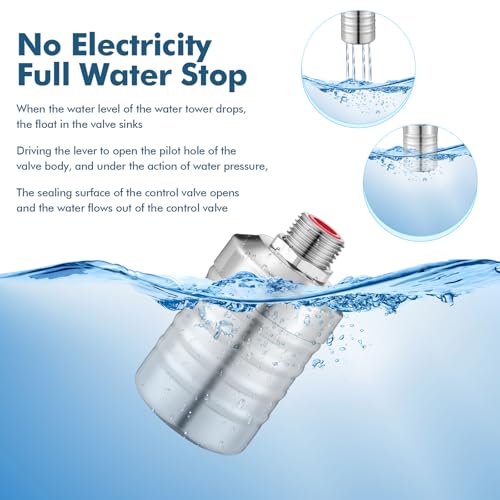 MorningRo 6 Pack Water Float Valve 1/2" to 3/4'' Auto Shut off Water Tank Float Valve 304 Stainless Steel Fully Automatic Level Control for Pool, Livestock Troughs (Classic Style) - style: Classic Style