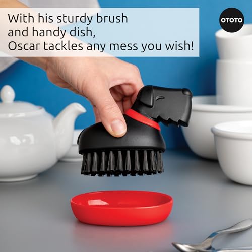 (NEW) OTOTO Oscar Dog Dish Brush - Dog Gifts, Daschund, Wiener Dog, Dish Scrub Brush, Dish Scrubber, Kitchen Vegetable Scrub Brush Palm Brush, White Elephant Gifts, Cute Kitchen Gadgets - style: Oscar