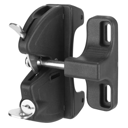 Key Lockable Double Sided Gate Latch, Fence Gate Locks for Outdoor Gates, Self Locking Gate Latch Door Latch, Fence Gate Latch Gate Hardware for Wood, Vinyl, Metal Gates, Black