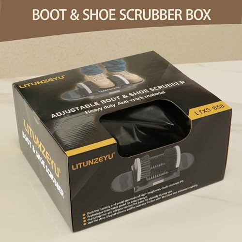 Adjustable Width Boot Scrubber & Shoe Cleaner - Heavy Duty, Outdoor | Rugged Bristle Brush for Mud,Dirt,Snow - Crack-Resistant,No Shedding - For Garden,Farm,Garage - Rustproof & Easy Clean