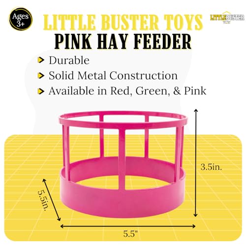 Little Buster Toys Hay Feeder Pink | All-Metal Round Bale Feeder | Collectible Ranch Display Accessory | Durable Farm Equipment for Seasonal or Year-Round Western Displays