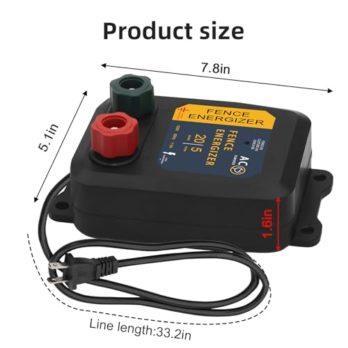 PE5 Electric Fence Energizer 0.20 Joule,20 Acres,Livestock Fence Chargers for Containing Pets and Preventing Wild Animals Intruding - color: 0.20 Joule