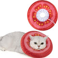 ANWA Adjustable Cat Cone Collar Soft, Cute Cat Donut Collar After Surgery, Kitten Recovery Cones to Stop Licking - color: Tomato, size: Small