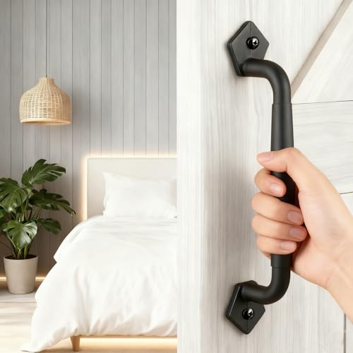 12 Inch Rustic Barn Door Handles, for DIY Sliding Barn Door | Round Solid Metal Material, Easy Install Heavy Duty Design Barn Door Pull, for Gate, Shed, Garage