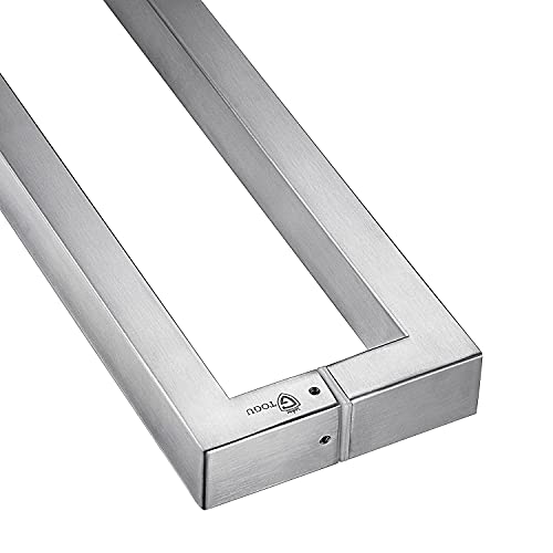 TOGU TG-R3825 12 inches Solid Standoffs Heavy-Duty Commercial Grade-304 Stainless Steel Push Pull Door Handle/Barn Door Pull Handle/Glass Pulls, Full Brushed Stainless Steel Finish - size: 12 IN(Length)/1.5X0.98 IN (FrontXSide)