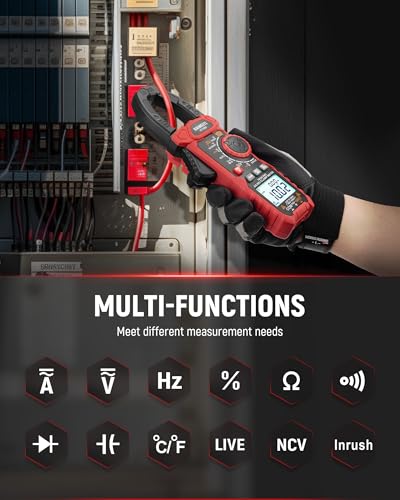 KAIWEETS Inrush Digital Clamp Meter 1000A with Backlit; Multimeter TRMS 6000 Counts, Amp Voltage Tester with VFD, LOZ Mode; Measures AC/DC Current Voltage Temperature Resistance NCV - Upgraded Screen - size: HT208F