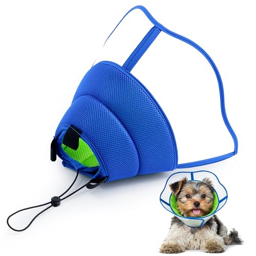 Soft Dog Cone Collar - Adjustable Recovery Padding Cone for Small Dogs After Surgery to Stop Licking, Breathable Lightweight Elizabethan Protective Neck Collar for Pet Cat Puppy (S) - size: S(Neck: 7.4"-10.6")
