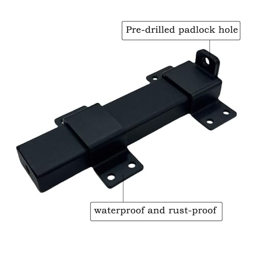 Heavy Duty Security Slide Gate Latch with Padlock Hole Adjustable Gate Latch Lock for Wooden Fences, Barn Door,Fence Gate and Shed Lock
