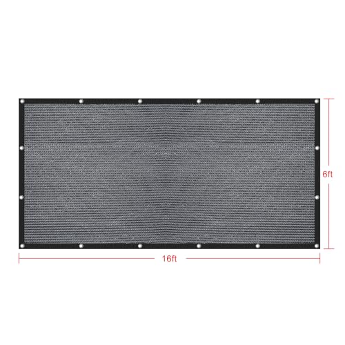 Shatex 90% Sun Shades for Patios 6X 16 ft Shade Fabric Sun Shade Cloth Taped Edge with Grommets Sun-Block Mesh Shade for Pergola Cover Canopy Grey, 12 Bungee Balls - color: Gray, size: 6x16ft