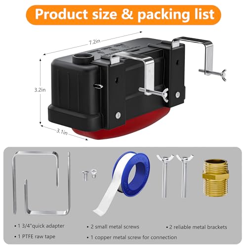 Automatic Livestock Water Trough Float Valve with Copper Connector & Ptfe Tape, Water Level Auto Control Stock Tank Float Valves for Cattle, Horse, Sheep Stock, Farm Animal, Pool, Pond (1 Pack)