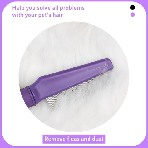 Pet Flea Comb for Dogs & Cats,Removes Tangles & Flea, Tear Stain Removal, Stainless Steel Metal Teeth, Non-slip & Anti-static Rubber Handle, Safe & Gentle Pet Grooming Comb - size: Pet Flea Comb