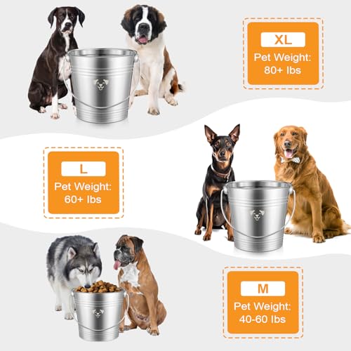 Hicarer 4 Pcs 6 Quart Stainless Steel Dog Water Bucket, Heavy Duty Stainless Steel Bucket Water Pails for Dogs Pets, Kennels Farms Fences Christmas, Silver - size: 6 Quart