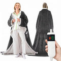 Wearable Heated Blanket With Sleeves & Foot Pocket, Heated Throw Blankets Fast Heating Blanket With 10 Heat Settings Auto Shut Off Over-Heat Protection-Warm Gift, Machine Washable, 52”*72”+18” - color: Dark Gray