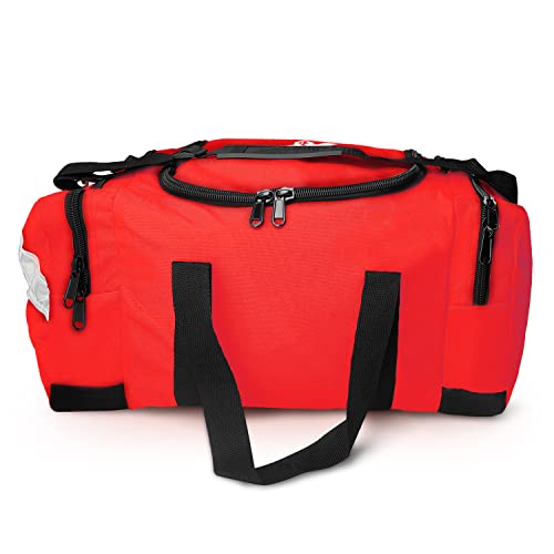 ASA TECHMED Large EMT First Responder Trauma Medical Bag Empty for Home 21x12x9 Inches, Office, School, EMTs, Paramedics, First Responders, Red - color: Red