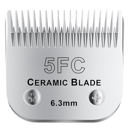 5FC# Detachable Pet Dog Grooming Clipper Ceramic Blade,Compatible with Andis Size 5FC Cut Length 1/4”(6.3mm),Compatible with andis/wahl/Oster Dog Clippers 1PCS - color: Silvery-7