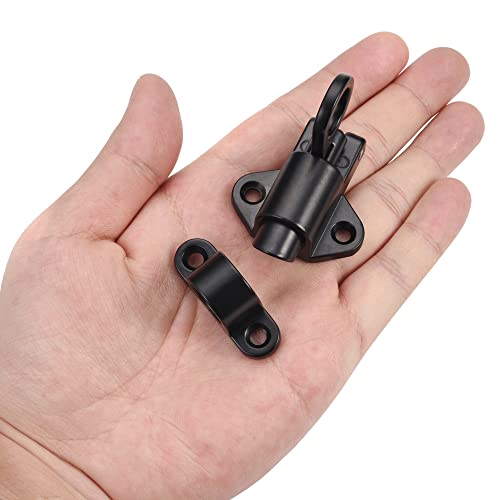 4 Packs Self-Closing Spring Latch Door Spring Bolt Locks Black | Small Spring Loaded Gate Latch Barrel Slide Bolt for Animal Coop Cage Pool Fence Window Attic Hatch Cupboard
