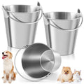 Honeydak 2 Pack 1 Quart Water Pails Unbreakable Food Buckets for Dogs | 304 Stainless Steel, Heavy Duty, Durable Multi Purpose Container for Dogs, Pets, Kennels, Cages, Food Prep, Farms