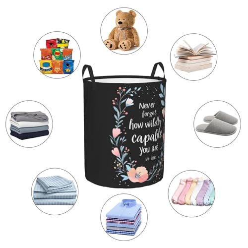 Laundry Basket Encourage Word Collapsible Large Capacity,63l Dirty Clothes Basket Durable Lightweight Hamper With Handles Ideal For Clothes,Toys Home Organization size19.6"L x 15.7"W - color: encourage