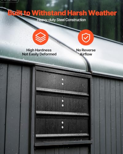 VEVOR 12 inch Shutter Exhaust Fan Wall-Mount Variable Speed Temperature, Automatic Louvers Sturdy Steel Housing, Low Noise, Ventilation and Cooling for Attic, Garage, Barn, Greenhouse, Workshop - size: 12 Inch