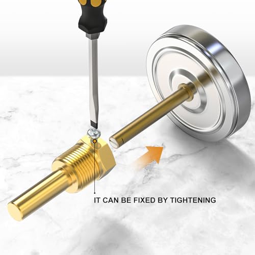 MEANLIN MEASURE 1/2" NPT Bimetal Thermometer, 2-1/2" Dial, 2-1/4" Brass Stem, Accuracy 2%, Center Back Mount, Temperature Range 0-250°F/-20-120°C for Hot Water, Boilers and Pipes - color: 0-250°F, size: 2-1/4" Rod (Center Back Mount)