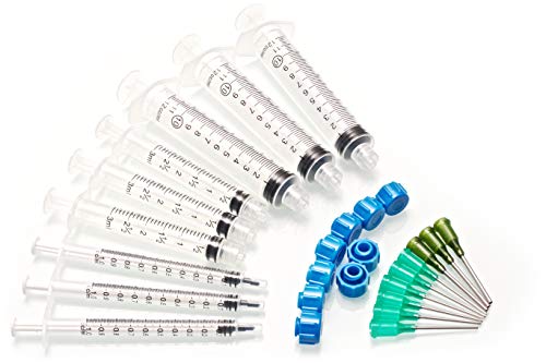 The 9 Pack - 10ml 3ml 1ml Syringes with 14G & 18G Blunt Tipped Dispensing Needles and Syringe Caps, Luer Lock | Repair Refill Mix Measure Transfer Ink Juice Oil Wood Glue Adhesive Epoxy