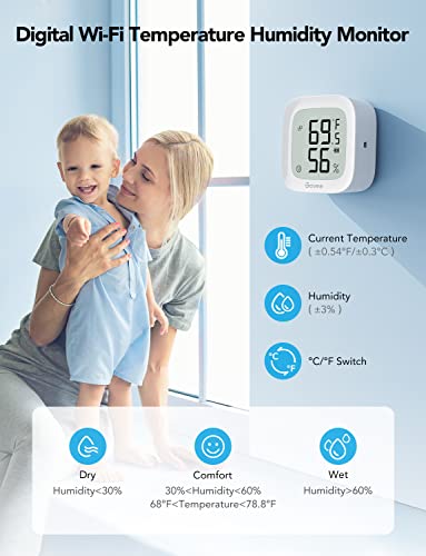 Govee WiFi Thermometer Hygrometer H5103 with Electronic Ink Display 2 Pack | Temp and humidity monitor with alert, 2.4G WiFi & Bluetooth, 2-yr data export. For bedroom, wine cellar, basement
