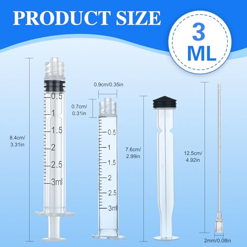 30 Pack 3ml Luer Lock Syringe - Syringes for Liquid with Soft Tube | Individually Pcakaged，Scientific Labs and Measuring, Refilling Inks - style: 3ml - 2.0mm Tube