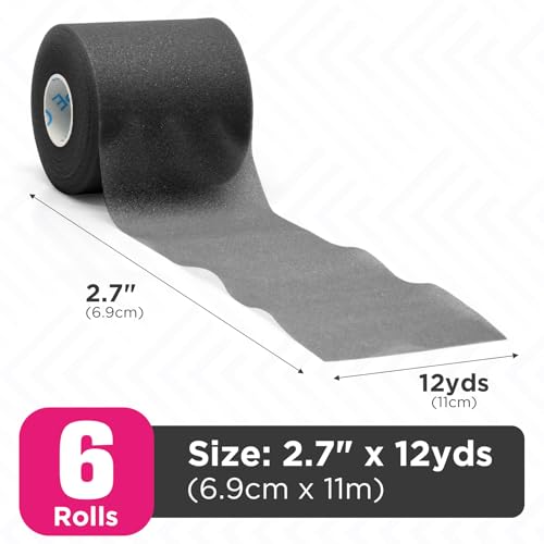 OK TAPE Pre Wrap Tape Athletic Foam Underwrap for Sports 6-Rolls, 72 Yds | Protect for Ankles Wrists Hands and Knees, Soft, Breathable, Skin-friendly and Latex-free 2.75 Inches - Black - color: Black, size: 2.75 In*12Yds