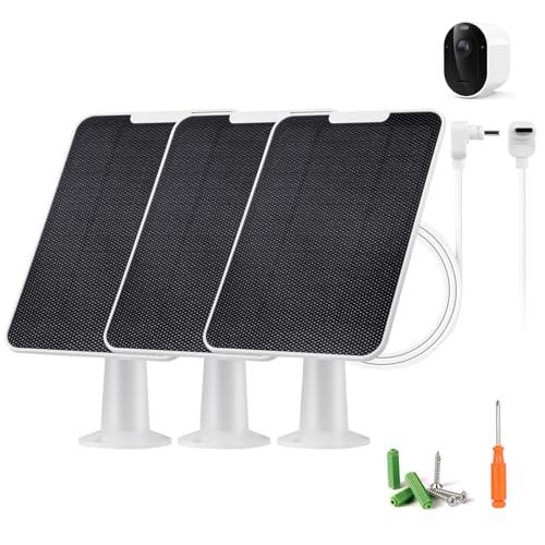 Solar Panel Charger Compatible with Arlo Pro 6/6 XL, 6V 5W Solar Panel for Arlo Pro Security Camera 2K HDR (6th Gen, 2025 Release), IP65 Weatherproof, USB-C Plug, 9.8ft Cable Secure Wall Mount, 3 Pack - size: for Arlo Pro 6-3 Pack