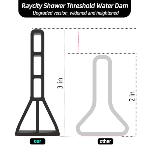 Raycity 3"H Shower Threshold Water Dam, Shower Water Guard, 59 Inch, Black | Silicone Rubber Water Stopper for Walk in Shower, Water Barrier, Prevent Leaks, Suitable for Bathroom, Kitchen - color: Black, style: 59 inch