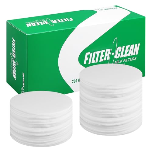 Hahafelt 200 Pack Milk Filter Discs Quick Flow Non-gauze Small 4-9/16" Od Replacement Filters Disks for Raw Milk Strainer 200 Discs Per Box | OD Replacement Strainer Discs, 200 Per Box Total, Fast Flow Non-clogging, Compatible with Raw Milk Filtering