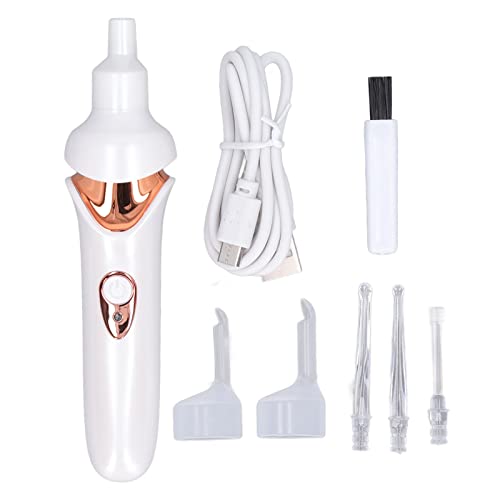 Electric Ear Suction Device, Portable Automatic Electric Vacuum Ear Pick Ear Cleaner Earwax Remover with LED Light for Earwax Removal, Soft Prevent Ear Pick Clean Tools Set (White) - color: White