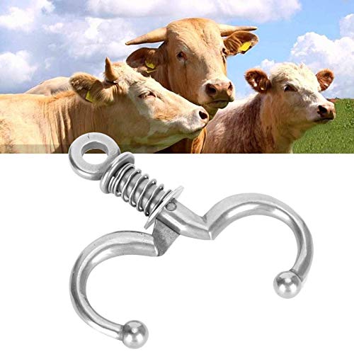 Stainless Steel Bovine Nose Ring - Automatic Spring Nose Pliers & Clamp for Cows and Other Farm Animals
