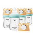 yanyoyo Natural Glass Baby Bottle for Breastfeeding Babies, 5.4oz Anti-Colic Baby Bottle with Natural Response Nipple(S), Clear, Wide Neck, 4 Pack, 1 Months+ - color: Yellow, size: 5.4 Ounce (Pack of 4)