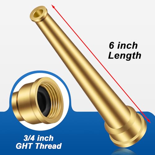 3/4 GHT Brass Garden Water Hose Spray Nozzle, 6 Inch High Pressure Water Hose Jet Nozzle Sprayer Sweeper for Cleaning Clutter, Roads, Yard, Vehicles, Deck, 7 GPM 80 PSI - style: Jet Pattern 1